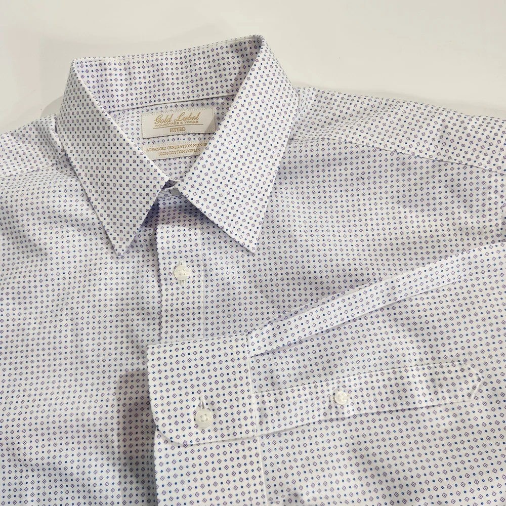 Roundtree & Yorke White and Blue Patterned Dress Shirt - Picture 8 of 13